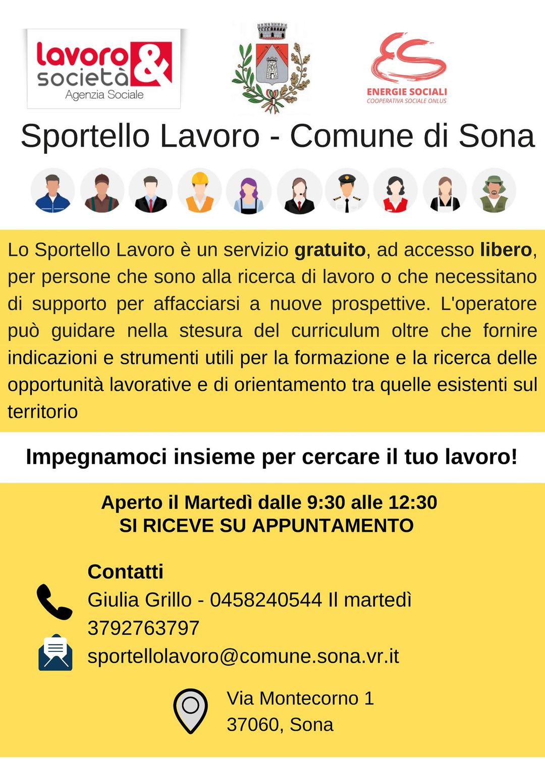 A Sona lo Sportello Lavoro per aiutare chi è disoccupato o in cerca di prima occupazione