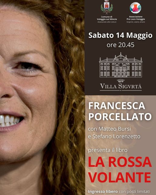 FRANCESCA PORCELLATO PRESENTERA’ IL SUO NUOVO LIBRO SABATO 14 ALLE 20.45 A VILLA SIGURTA’