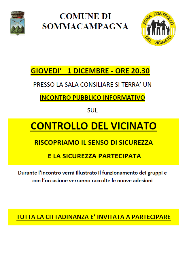 Sommacampagna. Il Controllo del Vicinato a supporto delle Forze del’Ordine per il controllo del territorio.  Stasera incontro formativo