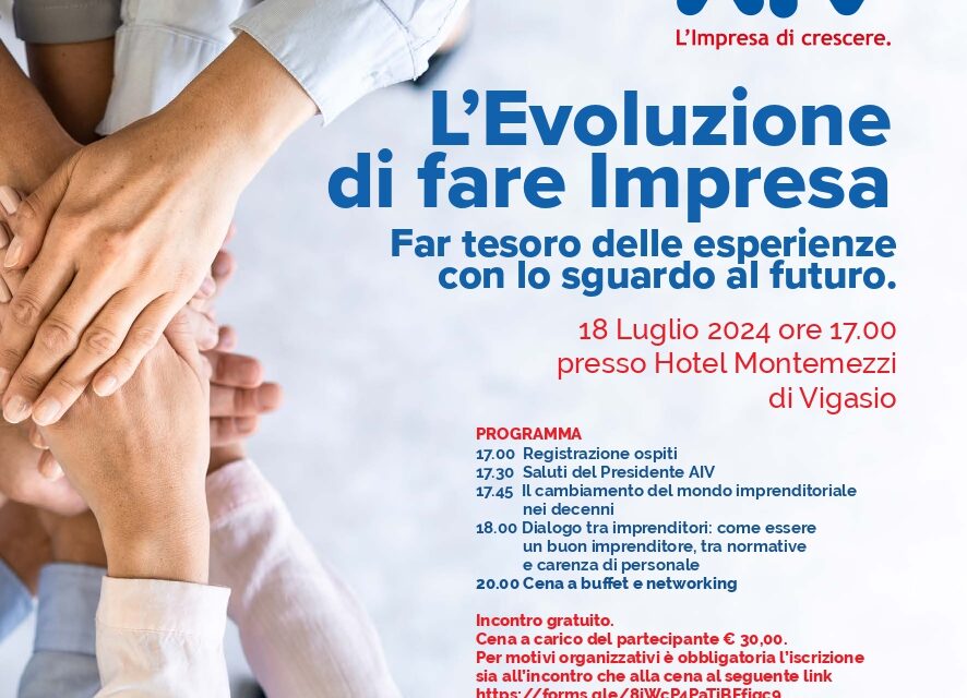 L’impresa che cambia: imprenditori a confronto nella convention dell’AIV il prossimo 18 luglio