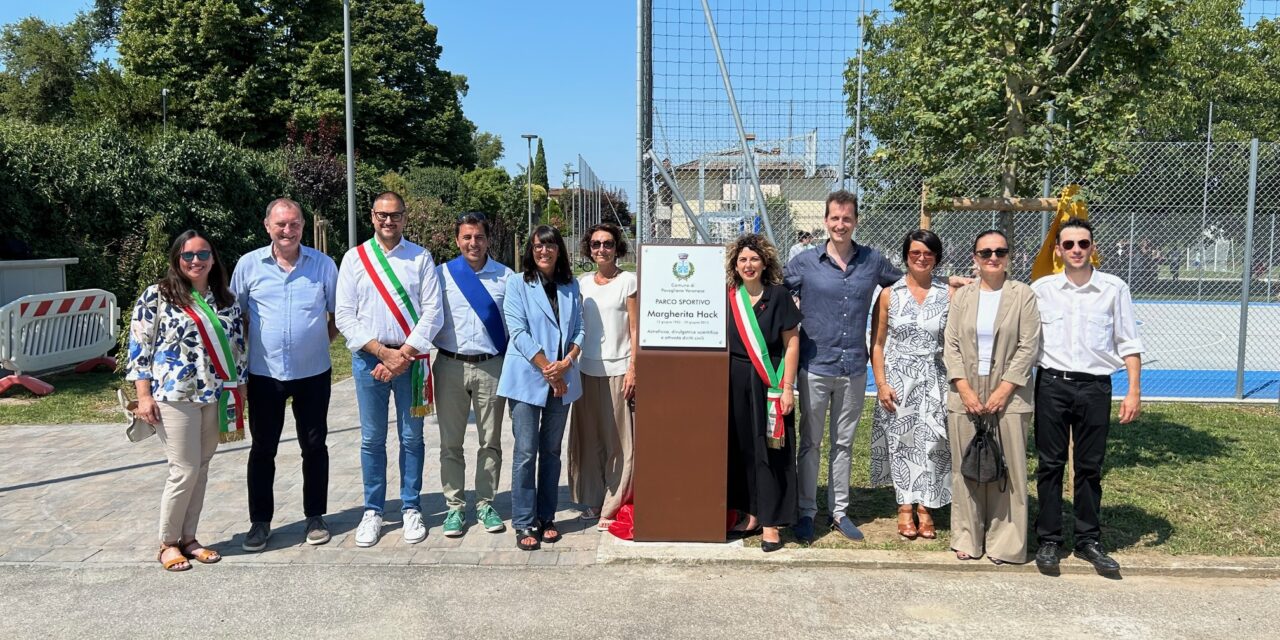 Povegliano. Inaugurato il parco sportivo Margherita Hack. Tedeschi “Sport, sostenibilità e sicurezza: rigenerati 5500mq di area urbana per i giovani”