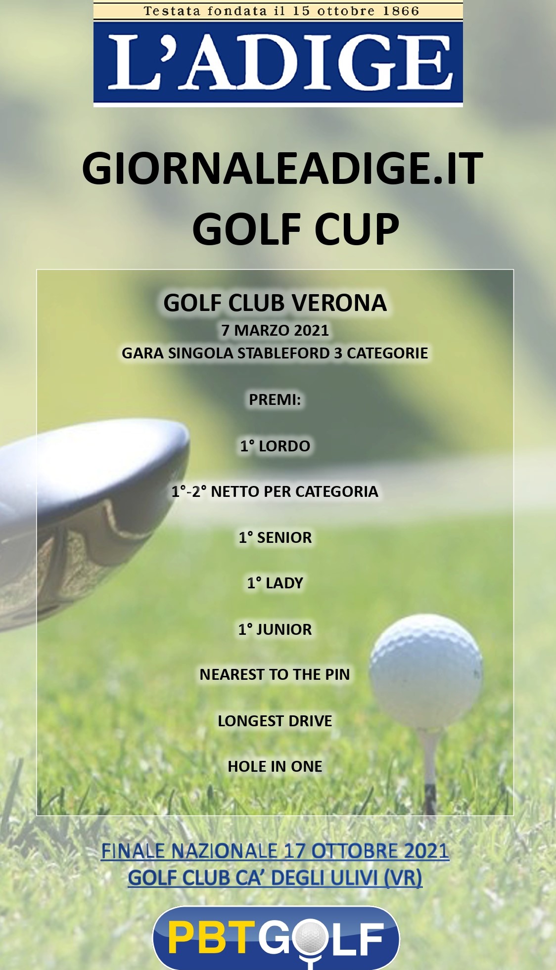 Domenica al Golf Club Verona la Giornaleadige.it Cup