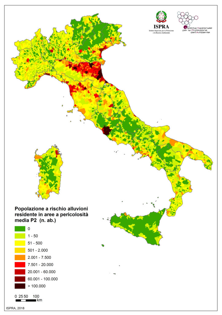 Mappa popolazione rischio alluvioni P2 Rapporto 2018