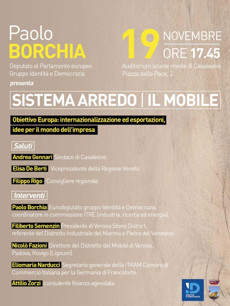 Sistema Arredo il mobile. Venerdi 19 novembre ore 1745 Casaleone.