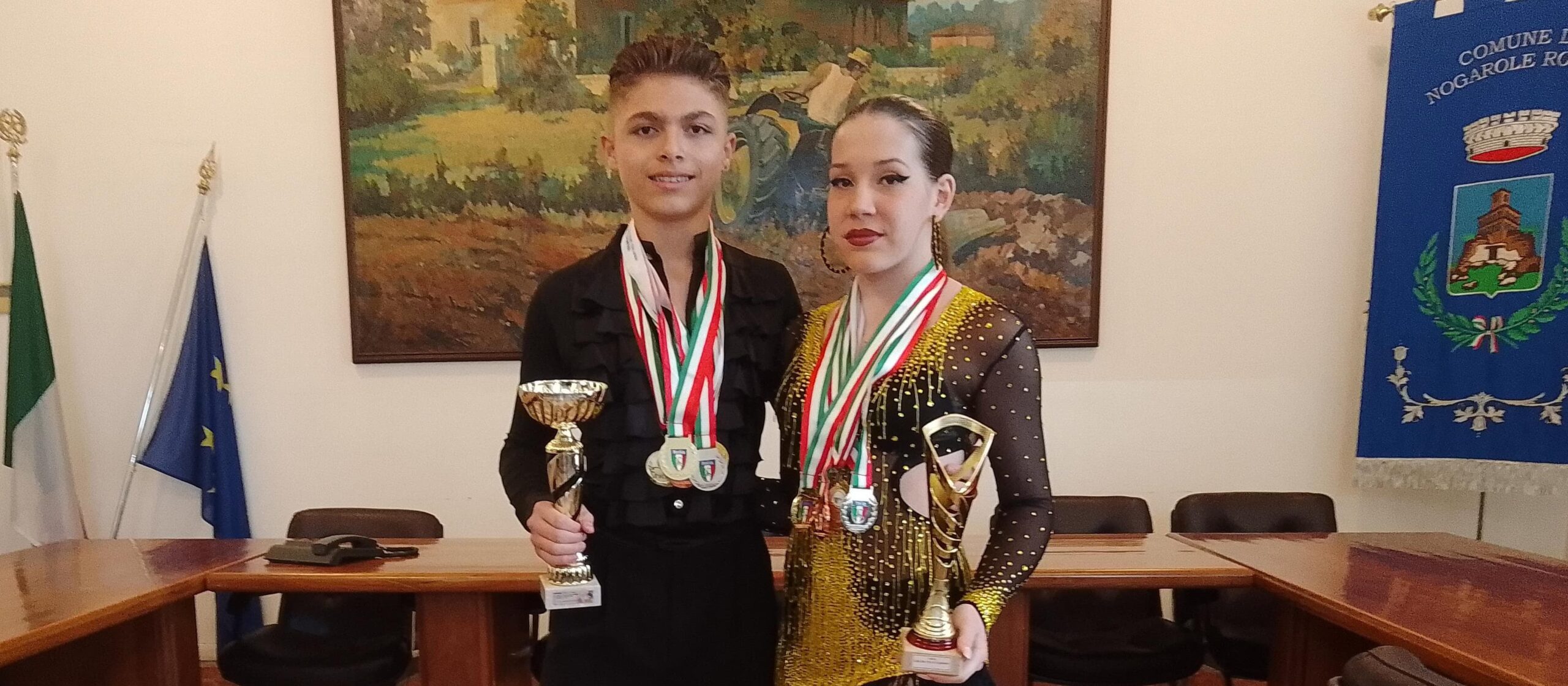 Sonya ed Ettore premiati in municipio. Il Comune di Nogarole Rocca premia una coppia di ballerini