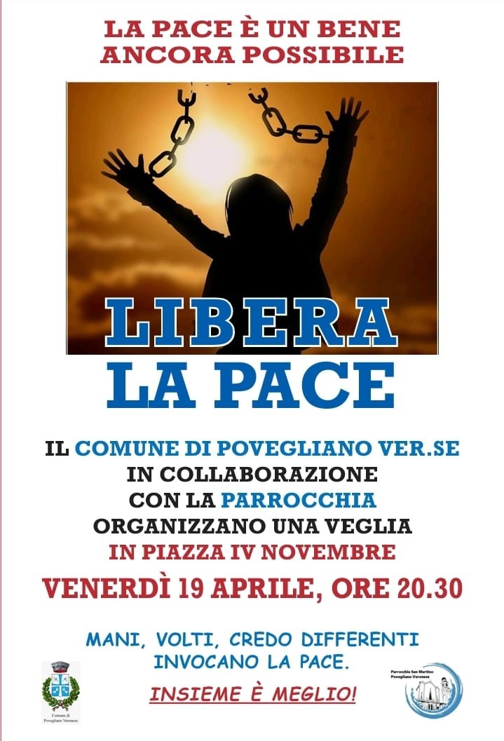 “Libera la Pace!”: il 19 aprile a Povegliano veglia comunitaria per la pace