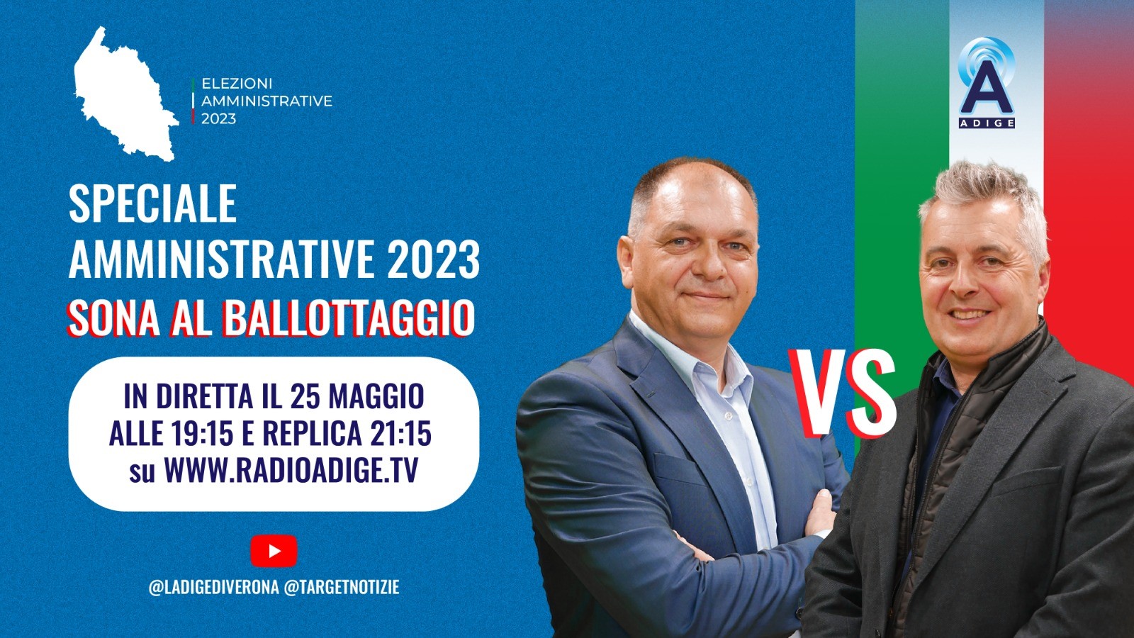 Ballottaggio a Sona, questa sera il faccia a faccia fra Busatta e Dalla Valentina sul nostro canale Youtube e su Radioadige.tv