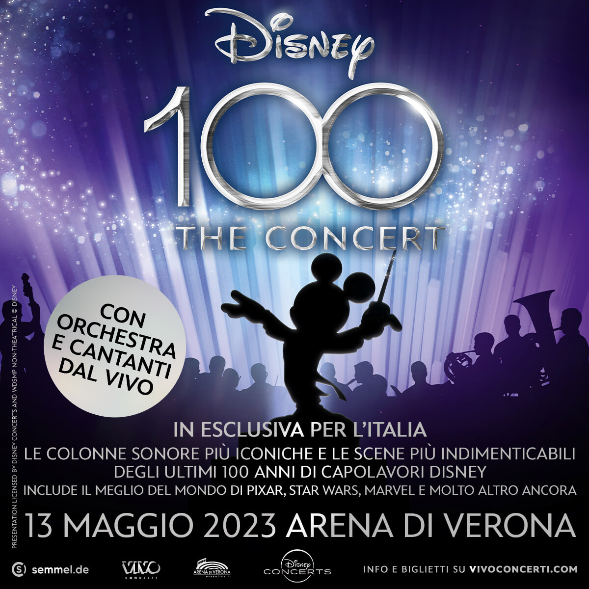 In Arena l’unica tappa italiana di ‘Disney 100- the Concert’ in occasione del centenario della Disney