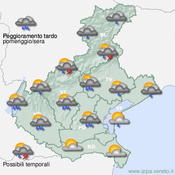 Meteo Veneto, prosegue lo stato di attenzione