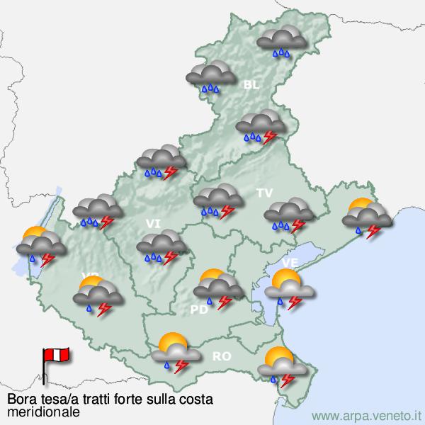 Maltempo, dopo la pioggia il vento forte su tutto il Veneto