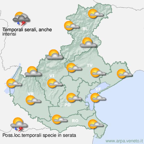 Meteo Veneto, allerta gialla per forti temporali in arrivo