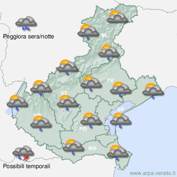 Meteo, in arrivo forti rovesci in serata. Stato di attenzione sino a tutto mercoledì