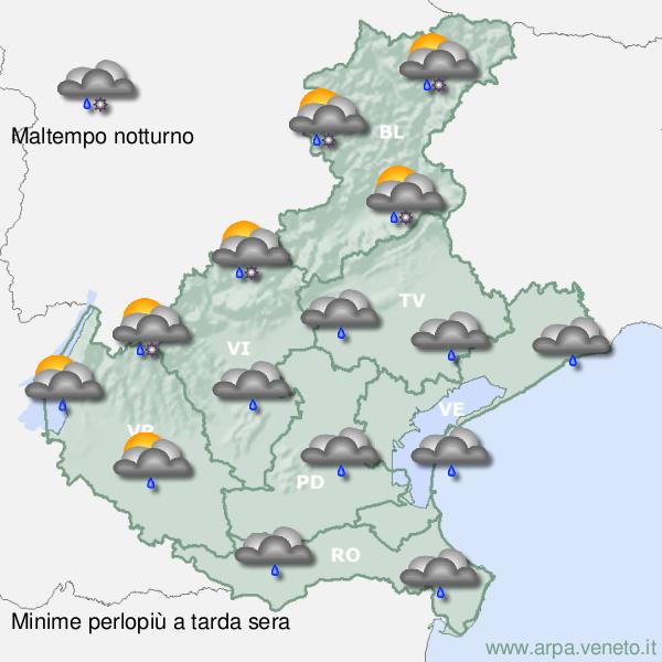 Meteo Veneto, nevicate già a 700 metri slm. Da mercoledì migliora