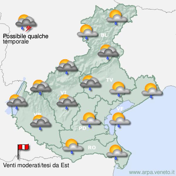 Meteo: dalla serata di oggi e per tutto lunedì possibilità di rovesci e temporale