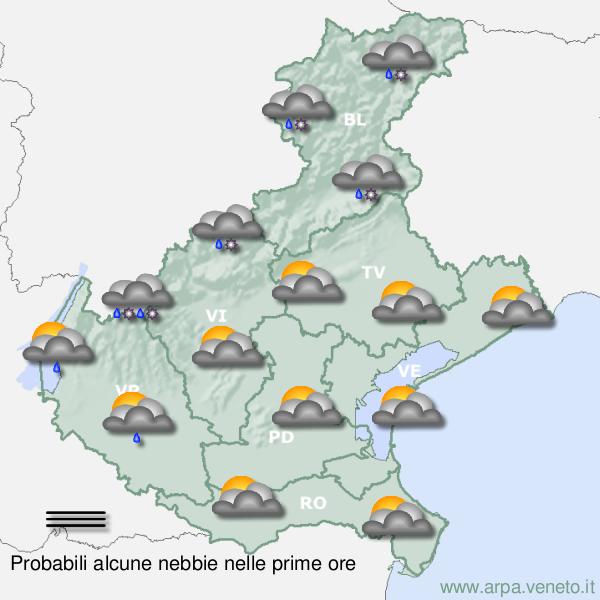 Meteo, arriva il maltempo su tutto il Veneto