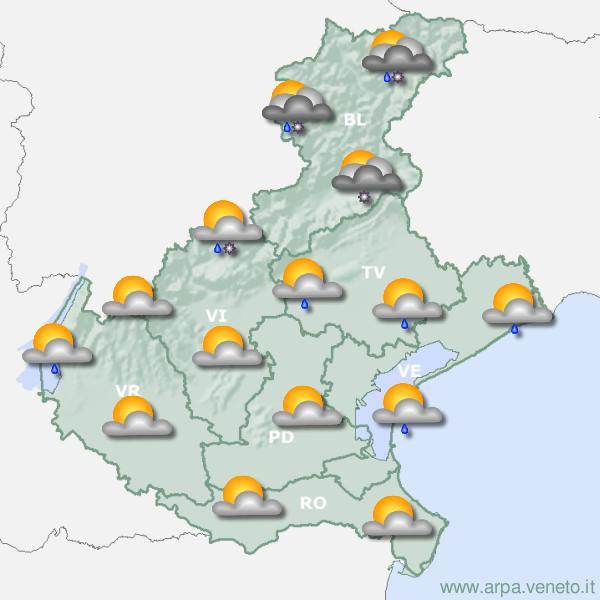 Meteo in Veneto, in arrivo la fase più acuta delle precipitazioni