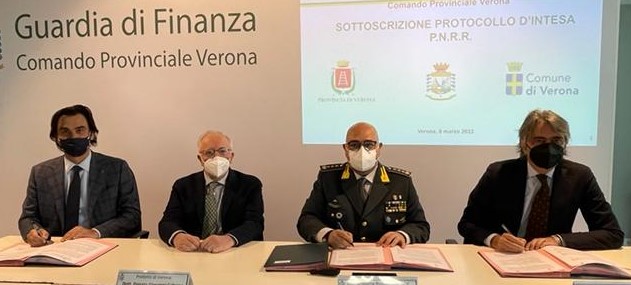 PNRR, Provincia e Comune di Verona firmano protocollo con la Guardia di Finanza