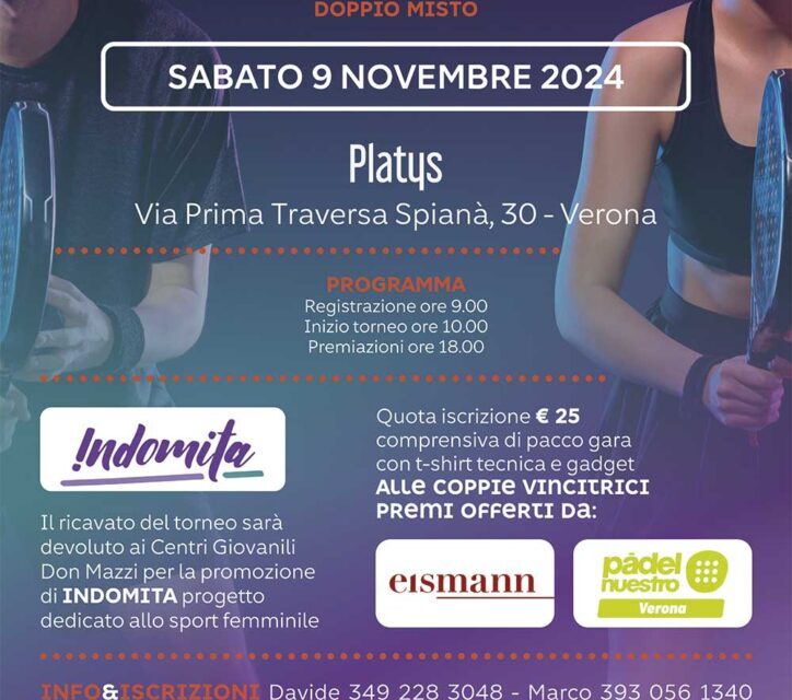 Al Platys di Verona il torneo di padel CGdM dedicato al progetto Indomita