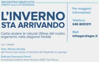 “L’inverno sta arrivando”. Incontro pubblico di Agec su come rafforzare le difese del nostro organismo