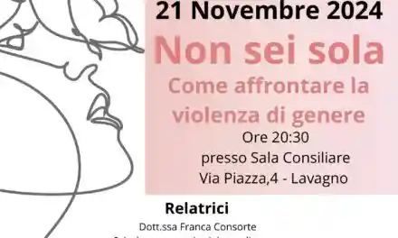 Non sei sola. Lavagno contro la violenza di genere.