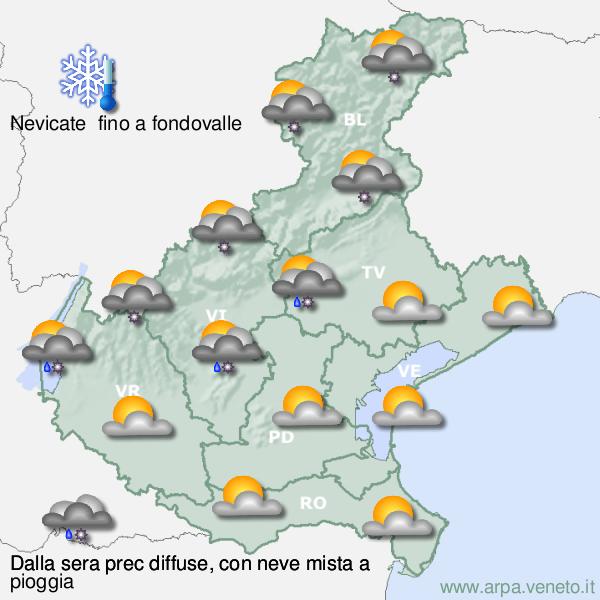 Meteo, dalla Regione Veneto dichiarato lo stato di attenzione per forte vento e nevicate