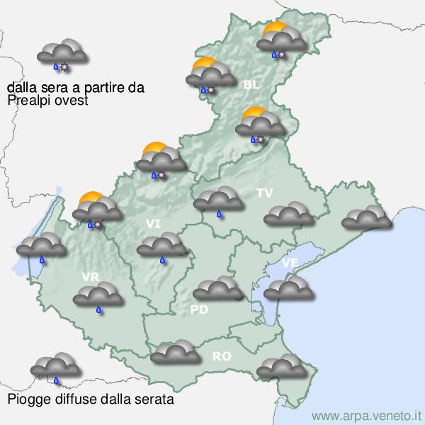 Meteo, arriva il maltempo in Veneto. Attenzione al forte vento, nevicate anche a quote basse