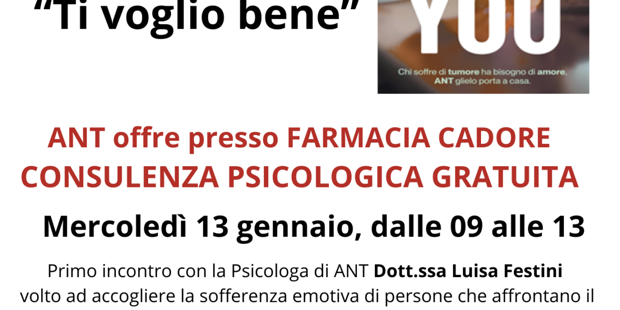 Farmacie Agec, ecco gli incontri di gennaio del progetto “Ti voglio bene” con ANT