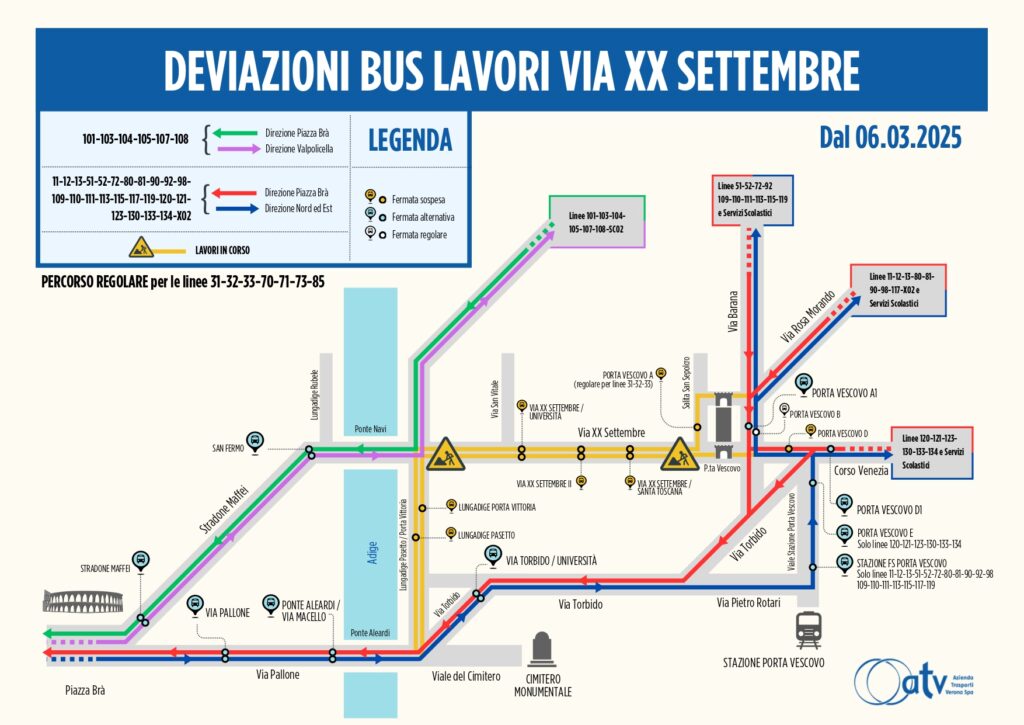 Ecco tutte le modifiche viabilistiche previste per i primi 15 giorni e le deviazioni e nuove fermate del traffico pubblico urbano e extraurbano